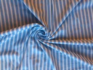 Blue Vertical Stripe Cotton Jersey