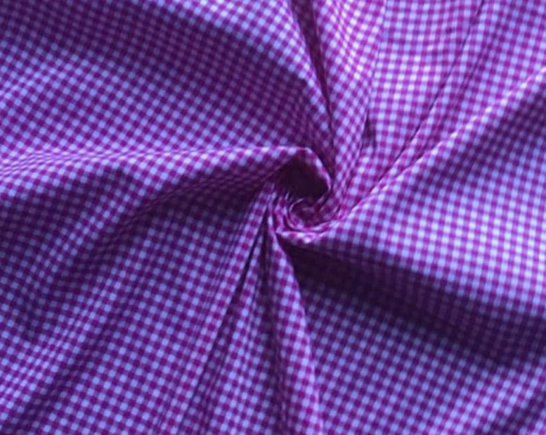 Hot Pink Gingham Cotton Stretch Twill