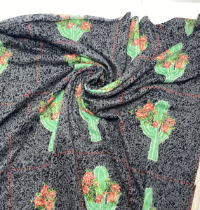 Grey Cactus Floral French Terry