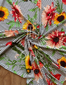 Summer Stripe Floral Brushed Polyester Spandex