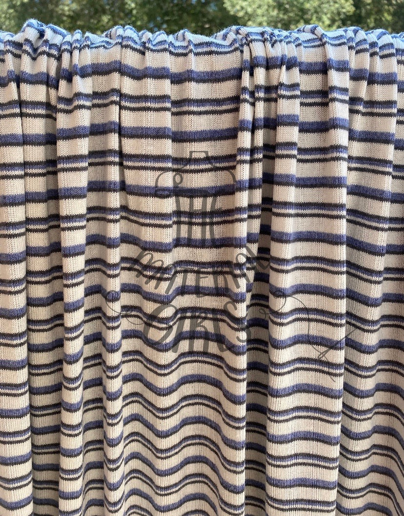 Periwinkle Striped Jersey Ribbed Knit