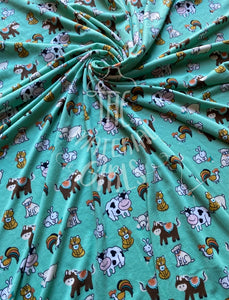 Farm Animals Double Brushed Polyester Spandex
